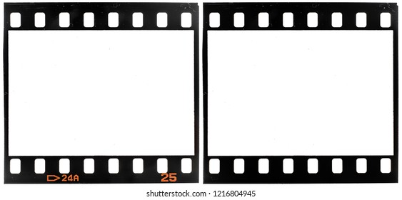 Old 35mm Film Frame Or Dia Strip On White With And Without The Frame Edge Numbers, Just Place Your Picture Here