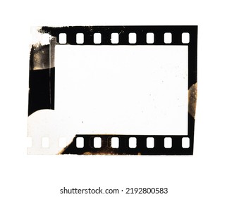 Old 35mm Filmstrip Or Dia Slide Frame Isolated On White Background.