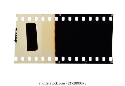 Old 35mm Filmstrip Or Dia Slide Frame Isolated On White Background.