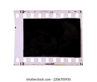 Old 35mm Filmstrip Or Dia Slide Frame Isolated On White Background.