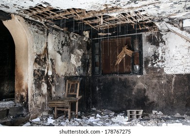 old abandoned burned interior, Goussainville, France