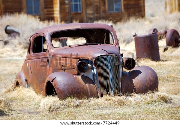 Old, abandoned car in\
Bodie, California