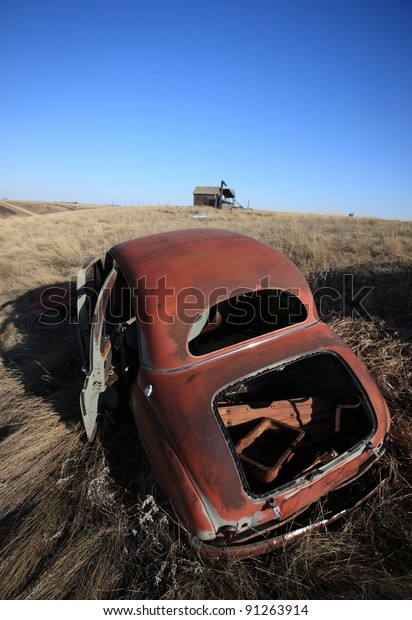 Old Abandoned\
Car in Field Saskatchewan\
Canada