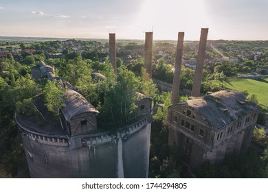 Old Abandoned Cement Factory In Bedzin Poland Aerial Drone Photo