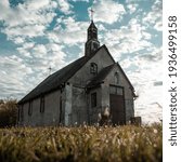 Old abandoned church in countryside in the morning