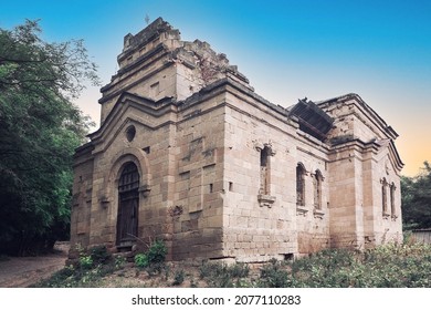 Old Abandoned Church . Ruins Of Church Building , Exterior View