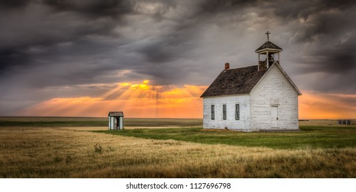 Old Abandoned Church at Sunset