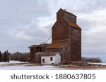 Old abandoned grain elevator in rural Alberta.