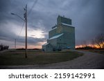 Old abandoned grain elevator in the town of Herronton, Alberta 
