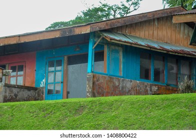 old abandoned holiday domicile / resort in rural surroundings - Shutterstock ID 1408800422