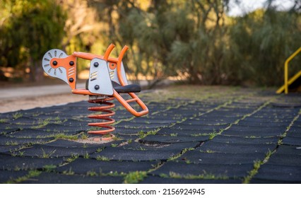 An Old Abandoned Kids Playground Equipment In The Park