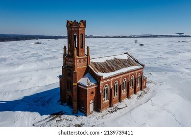 Old Abandoned Lutheran Church Walter In Winter.