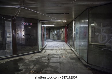 Old Abandoned Passage In Shopping Mall 