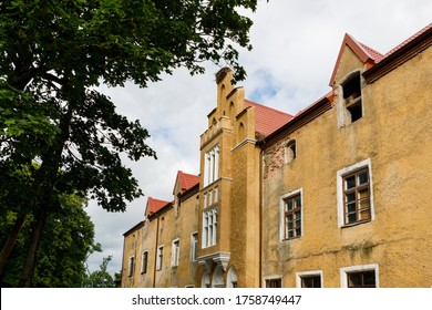 The Old Abandoned Prussian Castle Of Waldau In Kaliningrad, Russia