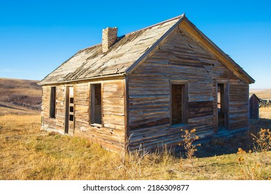 Old Abandoned Ranch House With A Chimney In America's West