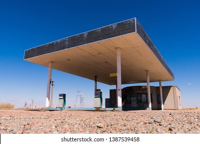 Old Abandoned Roadside Truck Stop Fuel Station Near The Small Texas Town Of Sierra Blanca