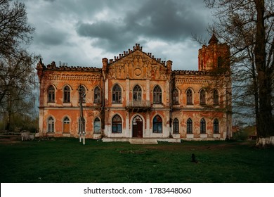 Old Abandoned Ruined Mansion In Gothic Style