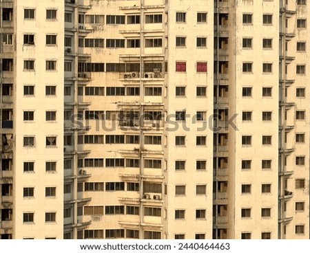 Old abandoned rundown apartment in BangkokThailand. Emtpy degraded residential building asia.