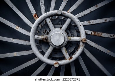 Old, Abandoned Shelter Hatch Door Wheel