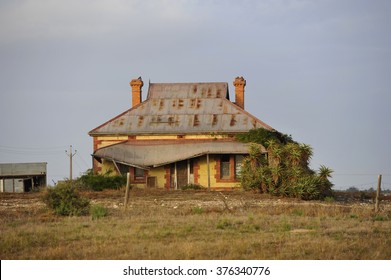 Old Abandoned Stone House With Falling Veranda In South Australia