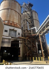 Old Abandoned Warehouse Building Silos