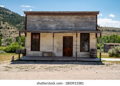 Old Abandoned Wild West Building In Bannack Ghost Town In Montana