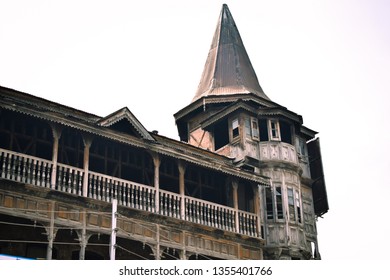 An Old Abondoned House. Haunted House Made Up Of Wood.