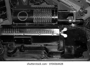 Old Adding Machine For Mathematical Calculations