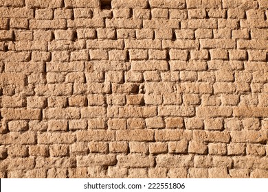 Old Adobe Brick Wall For Background Or Texture