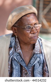 Old African Granny With Glasses, Outdoor Shot