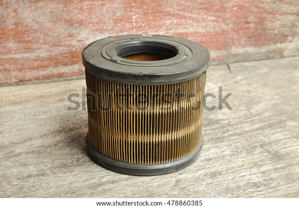 Old air filter of the\
diesel engine
