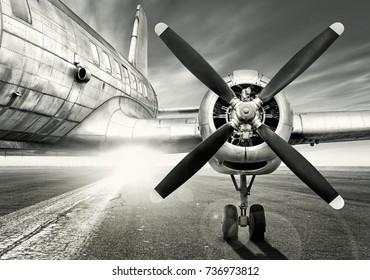 Old Airplane On A Runway