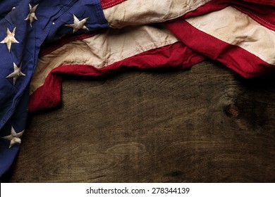 Old American flag background for Memorial Day or 4th of July