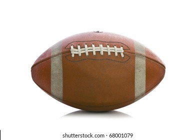 Old American Football On A White Background