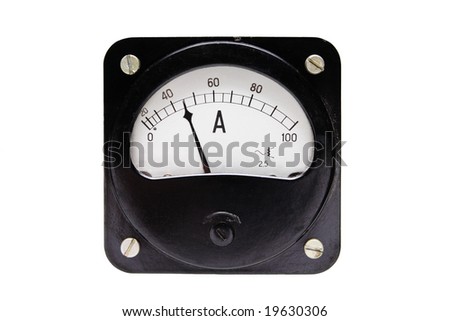 Old amperemeter on white background