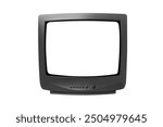 Old analog TV. Retro technology concept. Blank screen for text. Vintage TVs from the 1980s, 1990s, 2000s. isolated on a white background. With clipping path