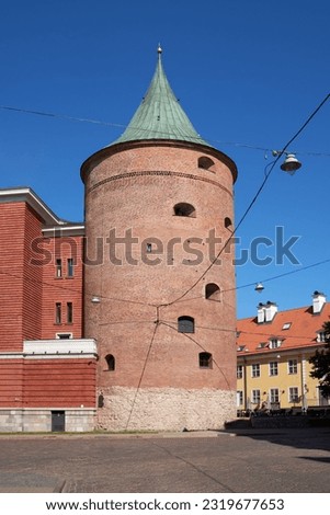 Old ancient medieval gunpowder tower in Riga, Latvia.
