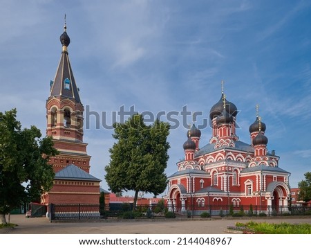 Old ancient orthodox church of the Resurrection of Christ and bell tower in Borisov, Minsk region, Belarus.
