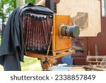 Old antique 19th century wooden large format camera