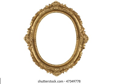 Old Antique Gold Frame Over White Background