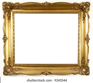 Old Antique Gold Frame Over White Background