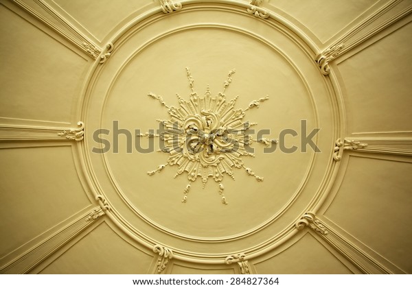 Old Antique Plaster Ceiling Plate Rose Stock Photo Edit Now