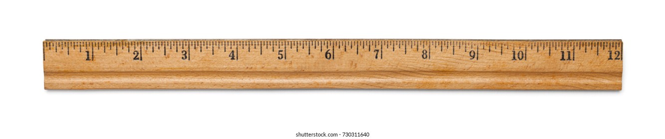 Old Antique School Ruler Isolated On White Background.