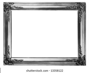 Old Antique Silver Frame Over White With Clipping Path