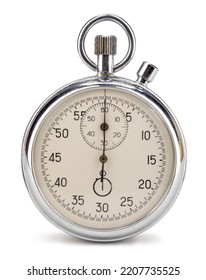 Old Antique Stopwatch Isolated On White Background.