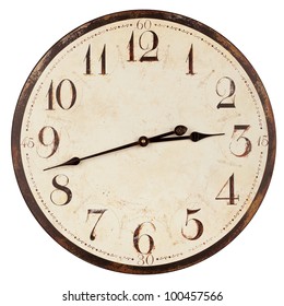 Old Antique Wall Clock Isolated On White