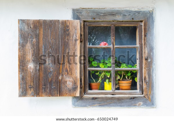 Old Antique Window Flowers Vintage Peasant Stock Photo Edit Now