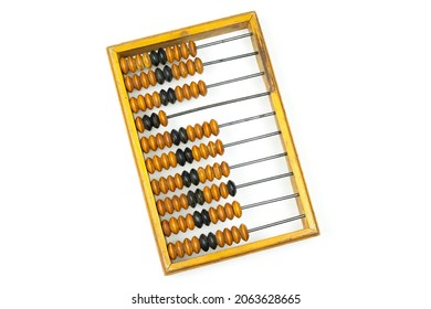 Old Antique Wooden Abacus On A White Isolated Background 