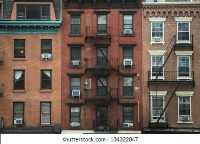 Old Apartment Buildings And Fire Escapes, New York City