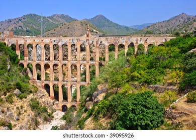 Old Aqueduct In Nerja, Costa Del Sol, Spain